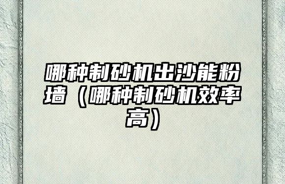 哪種制砂機出沙能粉墻（哪種制砂機效率高）