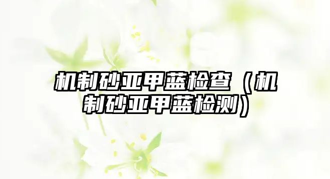 機(jī)制砂亞甲藍(lán)檢查（機(jī)制砂亞甲藍(lán)檢測）