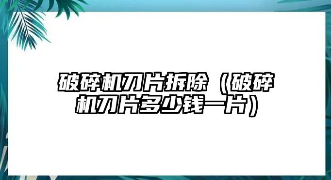 破碎機刀片拆除（破碎機刀片多少錢一片）