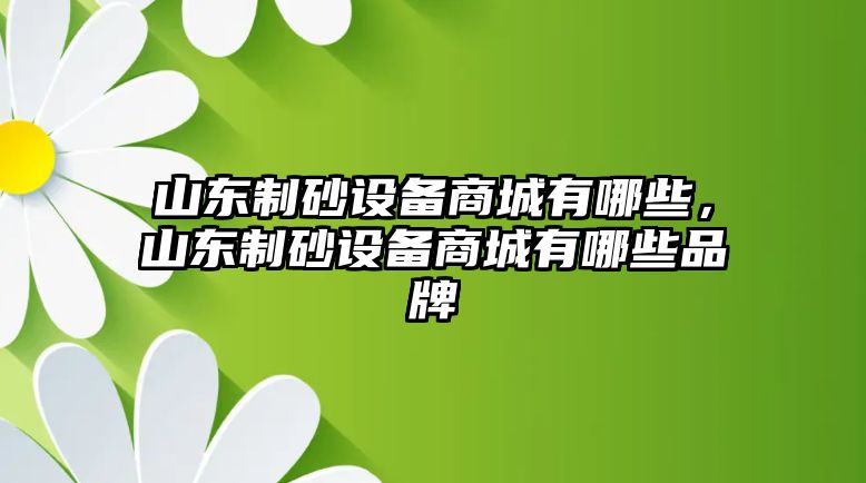 山東制砂設(shè)備商城有哪些，山東制砂設(shè)備商城有哪些品牌