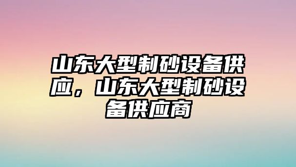 山東大型制砂設(shè)備供應(yīng)，山東大型制砂設(shè)備供應(yīng)商