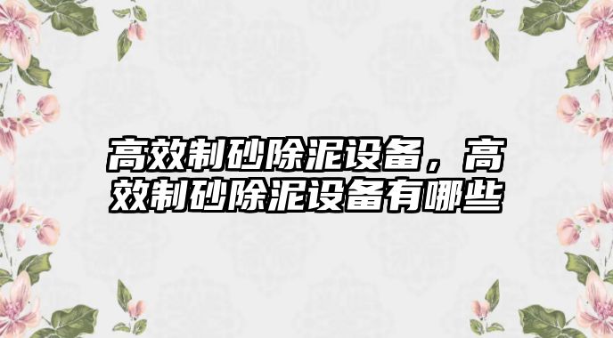 高效制砂除泥設(shè)備，高效制砂除泥設(shè)備有哪些