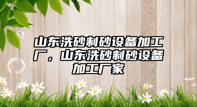 山東洗砂制砂設備加工廠，山東洗砂制砂設備加工廠家