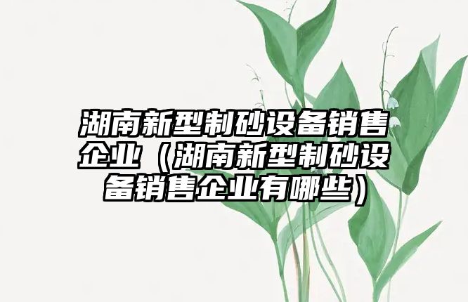 湖南新型制砂設備銷售企業(yè)（湖南新型制砂設備銷售企業(yè)有哪些）